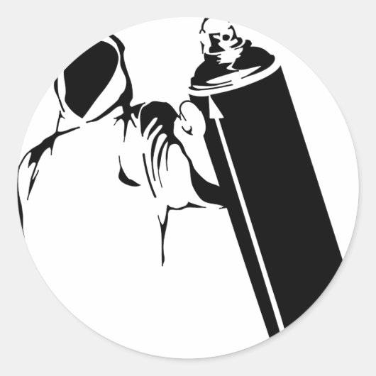 Graffiti-schrijver met spray kan stencil ronde sticker (Voorkant)