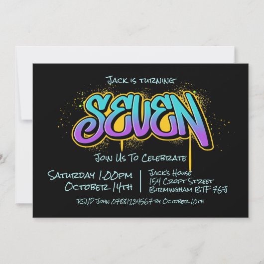 Graffiti Seven Invitation Kaart (Voorkant)