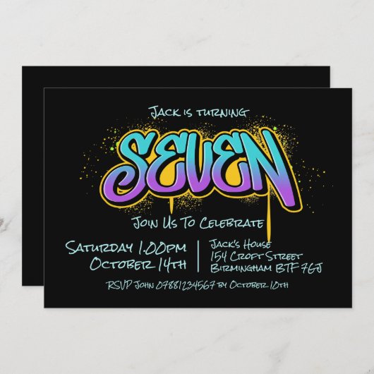 Graffiti Seven Invitation Kaart (Voorkant / Achterkant)
