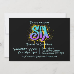 Graffiti Six Invitation Kaart