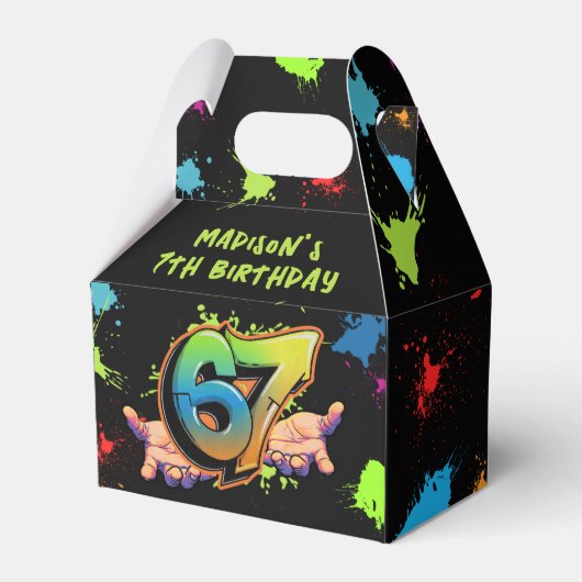 Graffiti Six Seven Birthday Favor Box Bedankdoosjes (Voorkant Zijde)