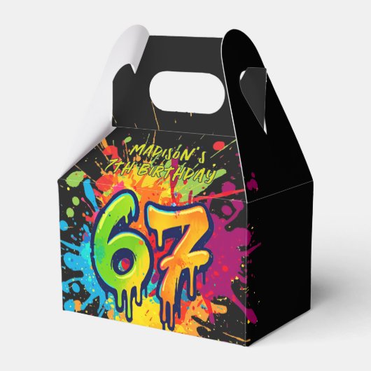 Graffiti Six Seven Birthday Favor Box Bedankdoosjes (Voorkant Zijde)