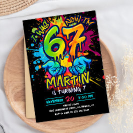 Graffiti Six Seven Birthday Invitation Kaart