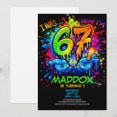 Graffiti Six Seven Birthday Party Trend Invitation Kaart (Voorkant / Achterkant)