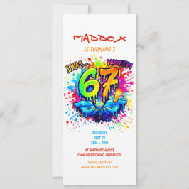 Graffiti Six Seven Birthday Party Trend Kaart