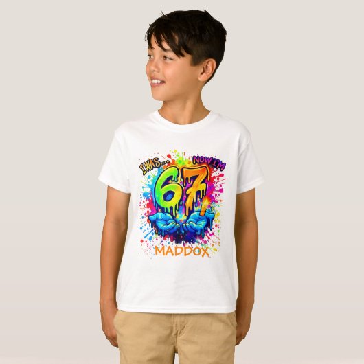 Graffiti Six Seven Birthday Party Trend T-shirt (Voorkant volledig)
