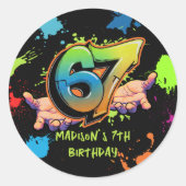 Graffiti Six Seven Kids 7th Birthday Sticker (Voorkant)