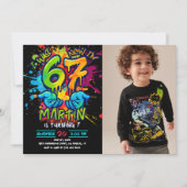 Graffiti Six Seven Kids Birthday Invitation Kaart (Voorkant)