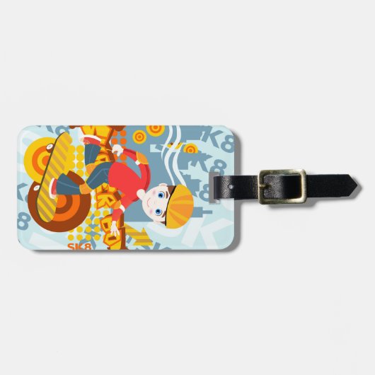 Graffiti skateboard kind verjaardagsfeest bagagelabel (Voorkant horizontaal)