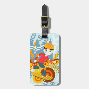 Graffiti skateboard kind verjaardagsfeest bagagelabel