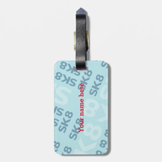 Graffiti skateboard kind verjaardagsfeest bagagelabel (Achterkant verticaal)