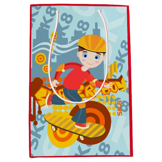 Graffiti skateboard kind verjaardagsfeest medium cadeauzakje (Voorkant)