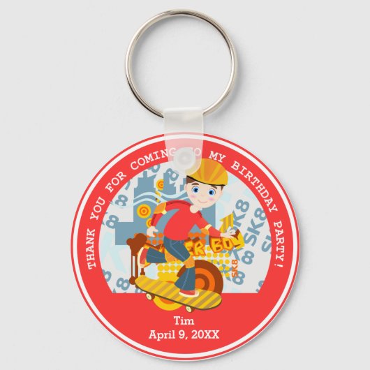 Graffiti skateboard kind verjaardagsfeest sleutelhanger (Voorkant)