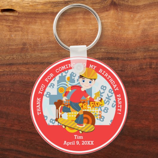 Graffiti skateboard kind verjaardagsfeest sleutelhanger (Voorkant)