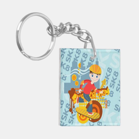 Graffiti skateboard kind verjaardagsfeest sleutelhanger (Voorkant Links)