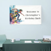 Graffiti-skateboarder-verjaardagsfeest-welkomstbor Spandoek (Beurs)