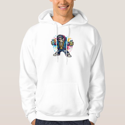 Graffiti Skeleton Spray Paint – Urban Street Art Hoodie (Voorkant)