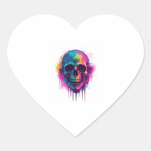 Graffiti Skull Rebel Hart Sticker (Voorkant)