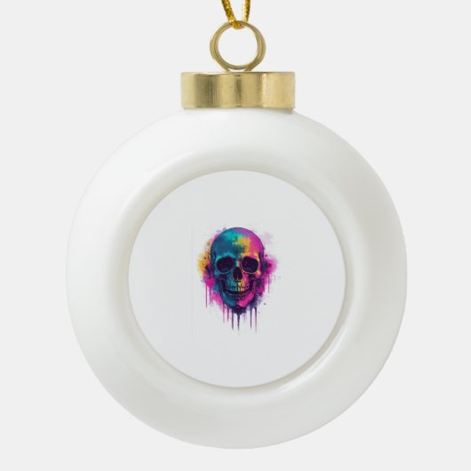 Graffiti Skull Rebel Keramische Bal Ornament (Voorkant)