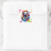 Graffiti Sloth Vierkante Sticker (Tas)