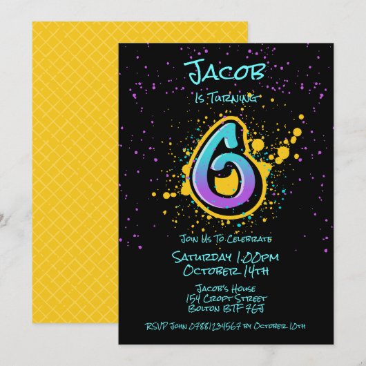 Graffiti Splatter Age Six Invision Kaart (Voorkant / Achterkant)