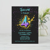 Graffiti Splatter Age Vier Uitnodiging (Staand voorkant)