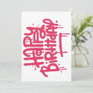 Graffiti Spray Happy Birthday Gifts Love Pink Kaart