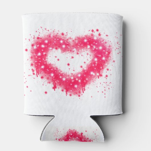 Graffiti spray verf roze mousserend hartontwerp blikjeskoeler (Achterkant)