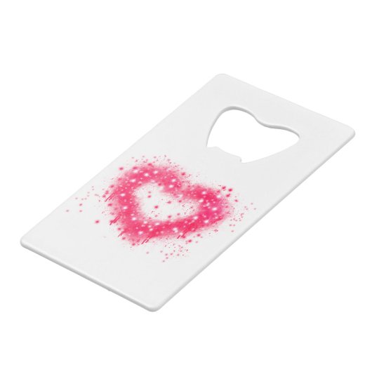 Graffiti spray verf roze mousserend hartontwerp creditkaart flessenopener (Achterkant Gekanteld)