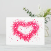 Graffiti spray verf roze mousserend hartontwerp feestdagenkaart (Staand voorkant)