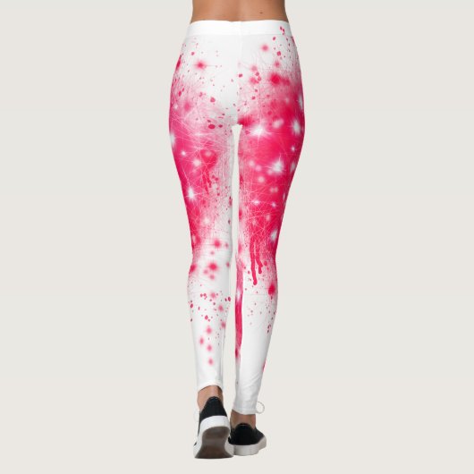 Graffiti spray verf roze mousserend hartontwerp leggings (Achterkant)