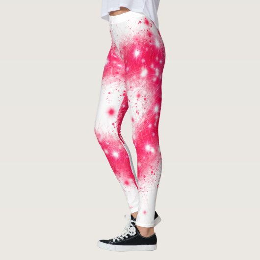 Graffiti spray verf roze mousserend hartontwerp leggings (Links)
