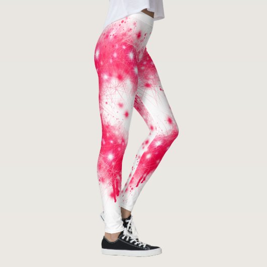 Graffiti spray verf roze mousserend hartontwerp leggings (Rechts)