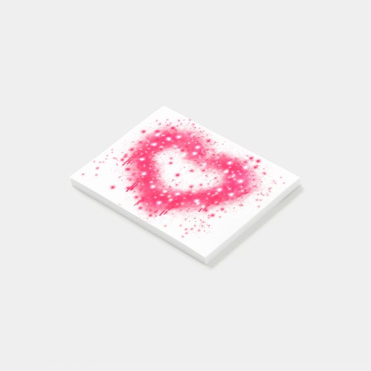 Graffiti spray verf roze mousserend hartontwerp post-it® notes (Schuin)