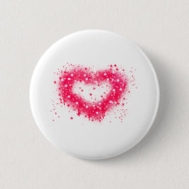 Graffiti spray verf roze mousserend hartontwerp ronde button 5,7 cm