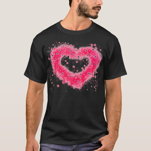 Graffiti spray verf roze mousserend hartontwerp t-shirt (Voorkant)
