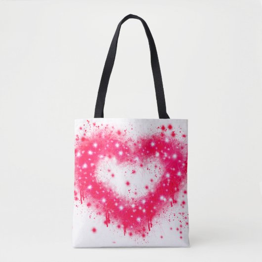 Graffiti spray verf roze mousserend hartontwerp tote bag (Voorkant)