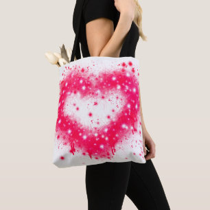 Graffiti spray verf roze mousserend hartontwerp tote bag