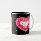 Graffiti spray verf roze mousserend hartontwerp tweekleurige koffiemok (Voorkant rechts)