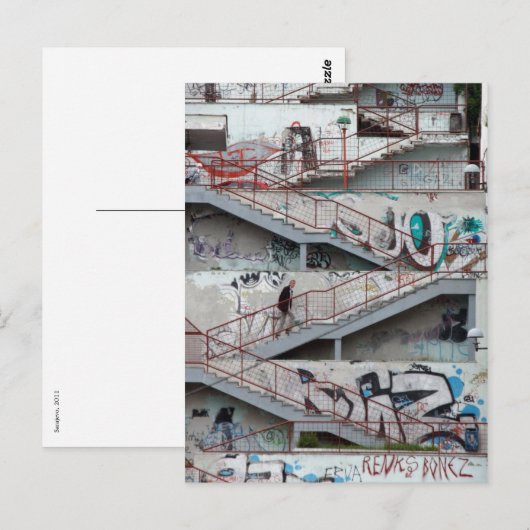 Graffiti Stairs, Sarajevo Briefkaart (Voorkant / Achterkant)