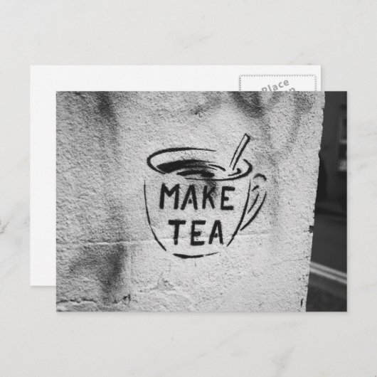 graffiti stencil kunst " make tea " slogan briefka briefkaart (Voorkant / Achterkant)