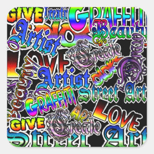 Graffiti-Sticker met artiestenvoorwaarden Vierkante Sticker