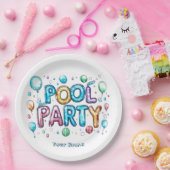 Graffiti Stijl belettering en ballonnen in zwembad Papieren Bordje (Feest)