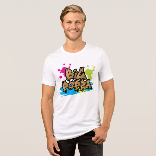 Graffiti stijl Big Poppa familie verjaardag Tri-Blend Shirt (Voorkant volledig)
