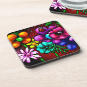 Graffiti-stijl bloemen lieveheersbeestje bier onderzetter (Linkerzijde)