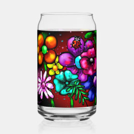 Graffiti-stijl bloemen lieveheersbeestje blikvorm glas