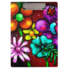 Graffiti-stijl bloemen lieveheersbeestje klembord