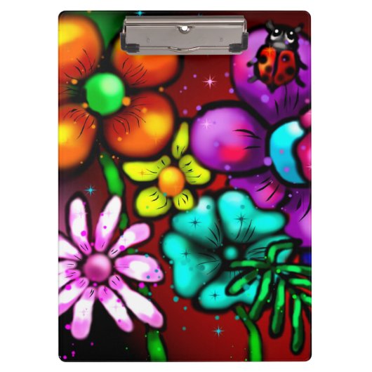 Graffiti-stijl bloemen lieveheersbeestje klembord (Voorkant)
