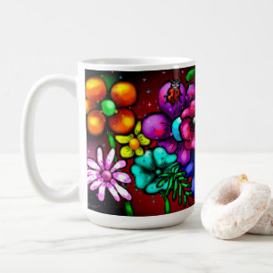 Graffiti-stijl bloemen lieveheersbeestje koffiemok