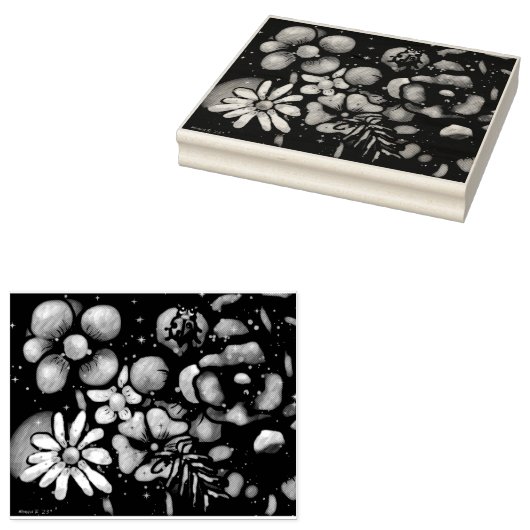 Graffiti-stijl bloemen lieveheersbeestje rubberstempel (Gestempeld)